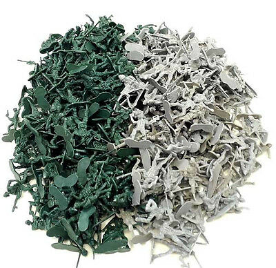 72 pc - Army Men Toy Soldiers Military Gray Green Plastic Figurine Action Figure