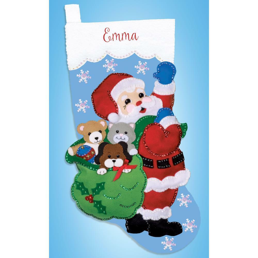 Design Works Felt Applique Christmas Stocking Kit Santa's Toy Sack
