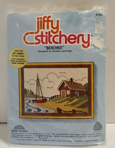 Vintage Jiffy Stitchery "beached" Embroidery Kit Sailing Boat