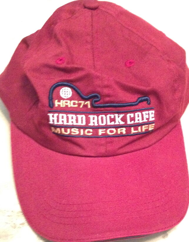 Hard Rock Cafe Cardiff Baseball Hat Cap Maroon Red "music For Life" Hrc 71 New!