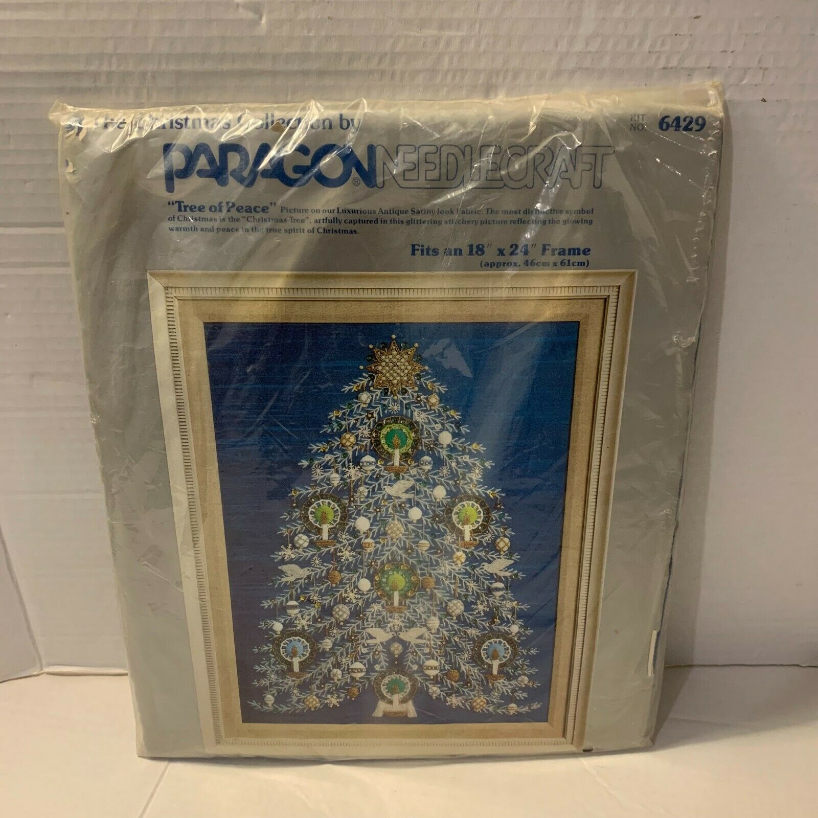 Paragon Needlecraft - Christmas “tree Of Peace” 18x24 Crewel Embroidery Kit 6429