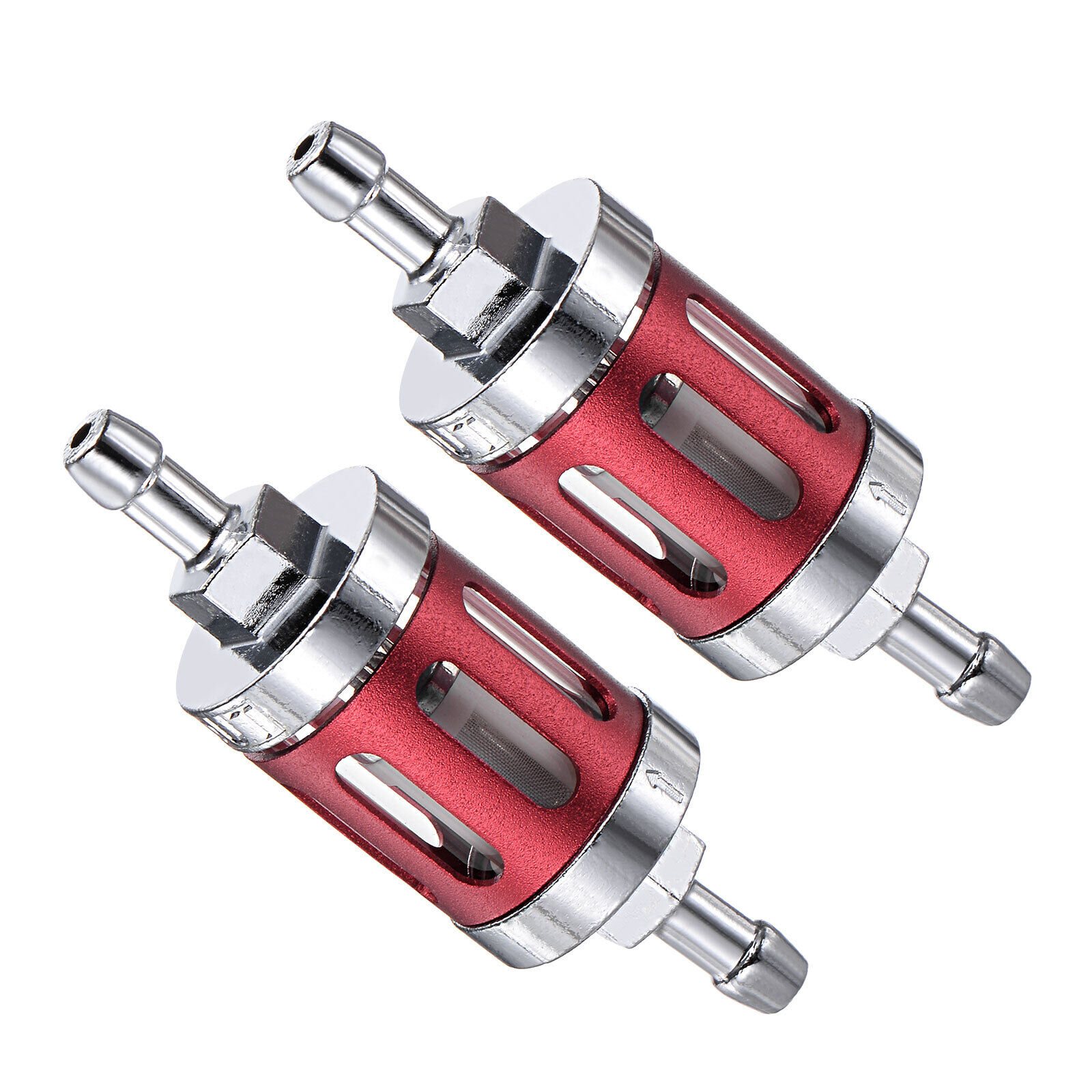Universal Inline Petrol Gas Fuel Gasoline Oil Filter, Red, 2pcs