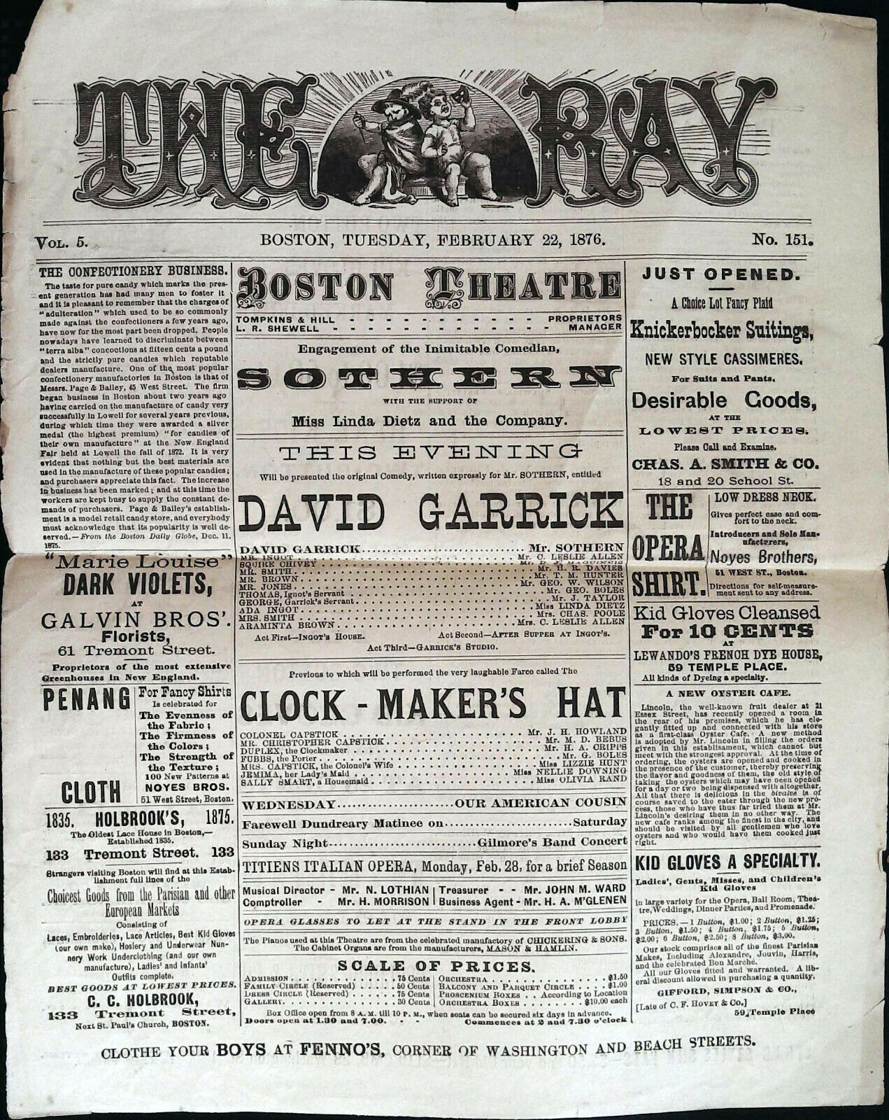 Sothern in David Garrick Program Boston 1876