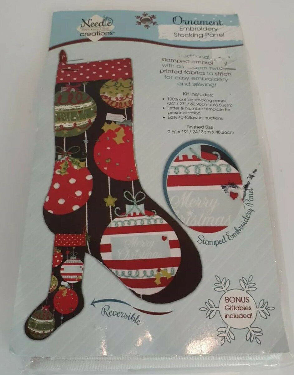 Needle Creations Stitch Sew Craft Ornament Embroidery Stocking Kit Christmas