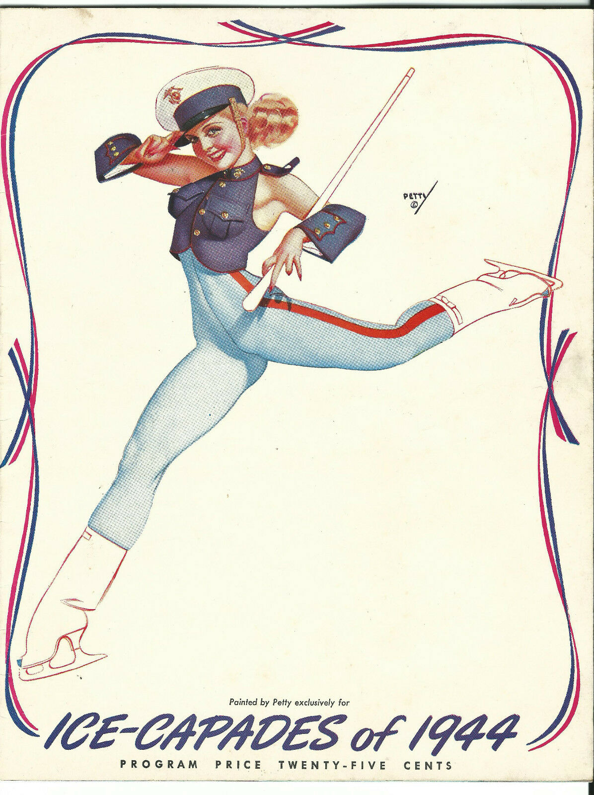 1944 Wartime Program ICE CAPADES Petty Cover Patriotic Two Torn Tickets Skating