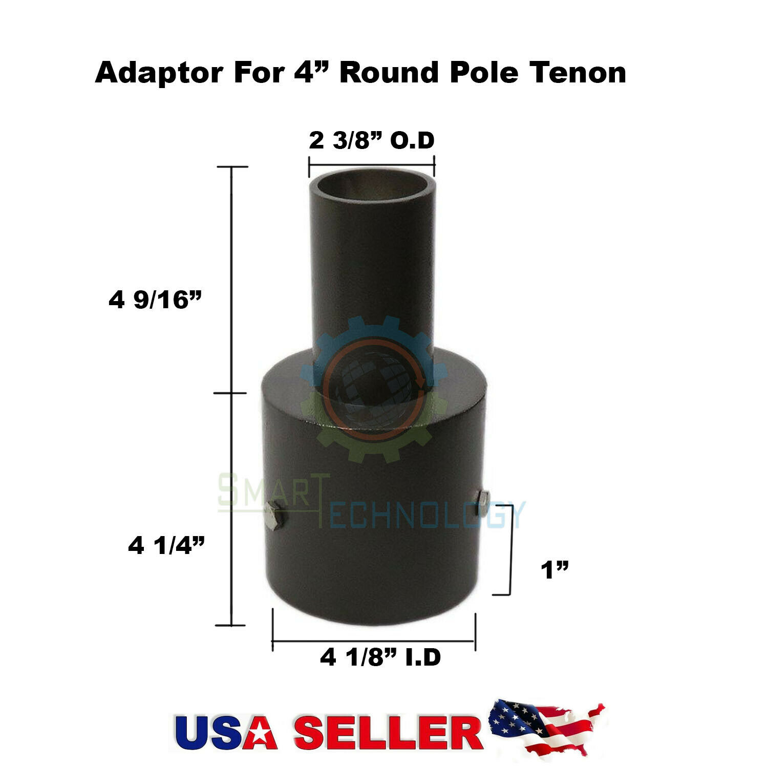 Adapter For 4" Inch Round Pole Tenon For Shoe Box Pole Parking Street Light Led