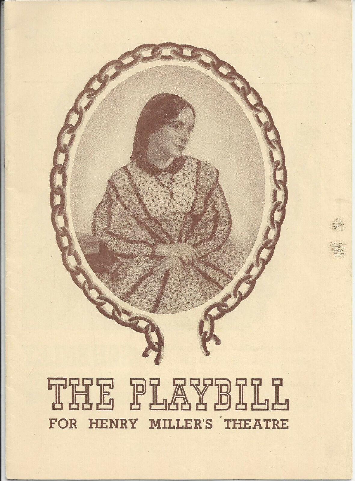THE PLAYBILL FOR HENRY MILLERS THEATRE,SUN.AUG. 22,1943,HELEN HAYES IN HARRIET