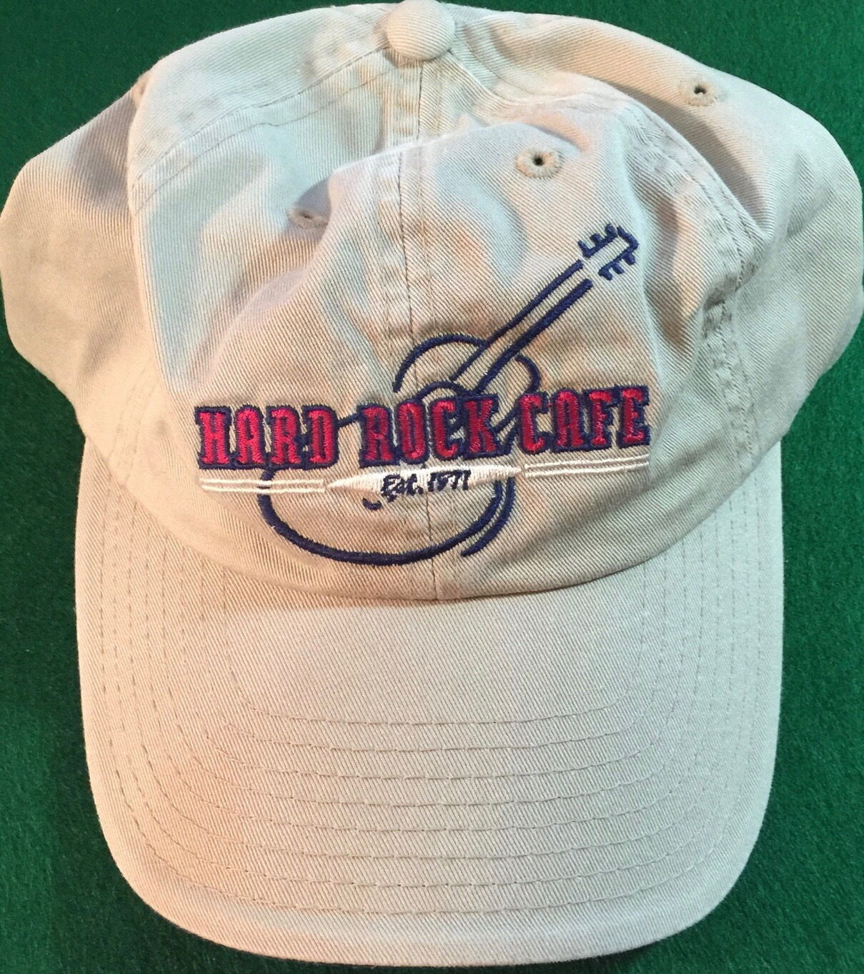 Hard Rock Cafe Denver Baseball Hat Cap Khaki Tan Guitar "est. 1971" New!