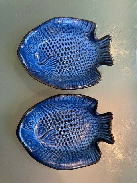 lot of 2 Ceramic Fish Shaped Plate 4.5