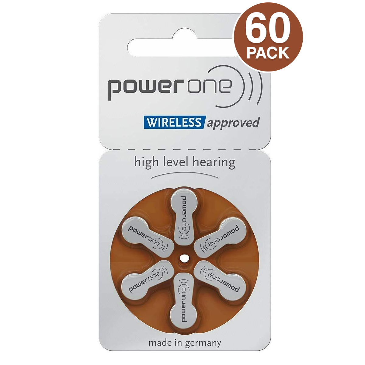 Powerone Hearing Aid Batteries Pr41, P312, Size 312 (60 Batteries) - 0% Mercury