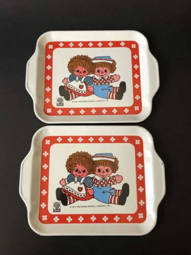 Vintage Raggedy Ann And Andy Tin Toy Tray Chein Bobbs-merrill Co. 1972