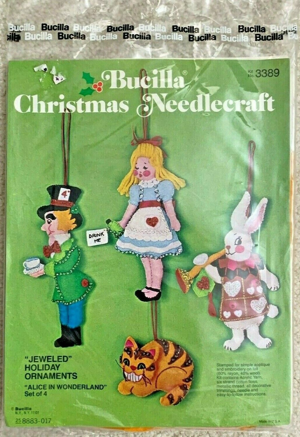 Bucilla Christmas Jeweled holiday ornament kit - Alice in Wonderland RARE!