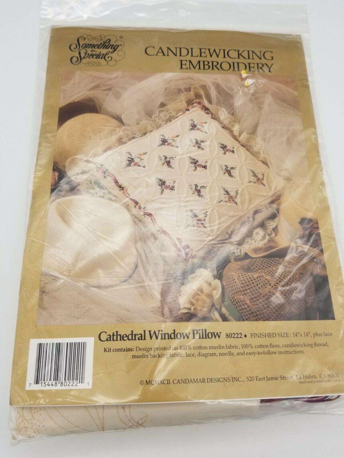 Something Special Candlewicking Embroidery Cathedral Window Pillow
