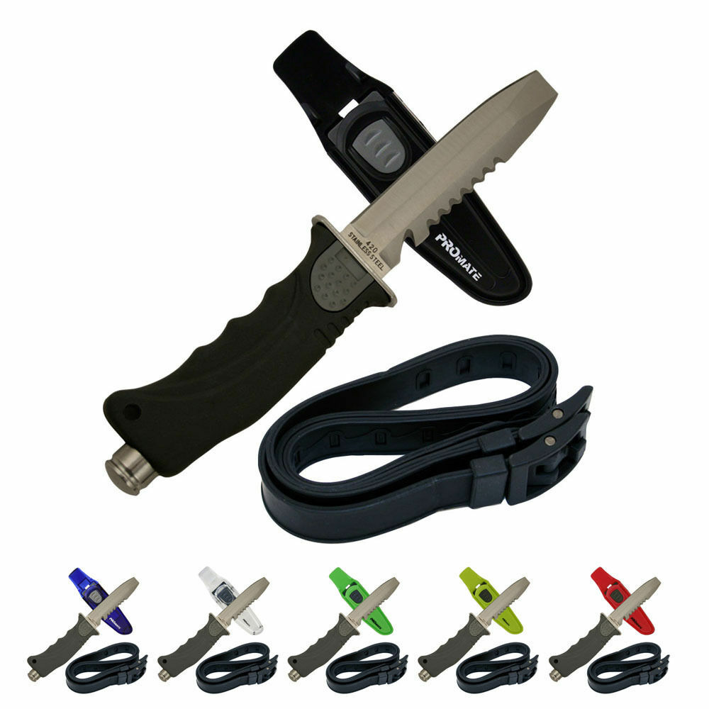 Blunt Tip Stainless Steel Scuba Diving Divers Knife with Rubber Straps Handle
