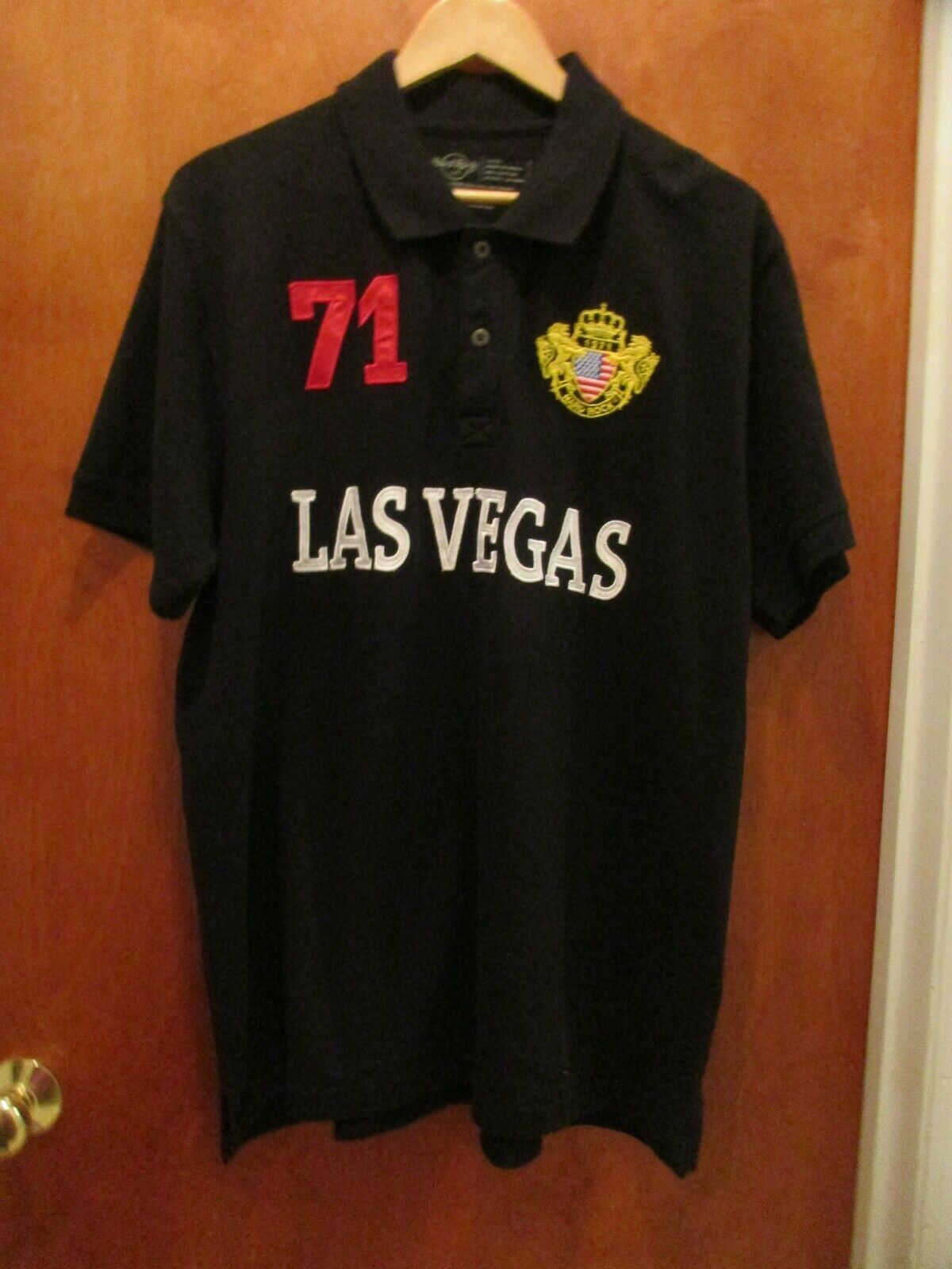 Hard Rock Cafe Las Vegas Crest Men's Size L Black Polo Shirt NICE!!