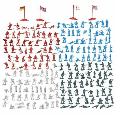 200-Piece Military Figures Set, Toy Soldiers Army in 4 Colors, World War II