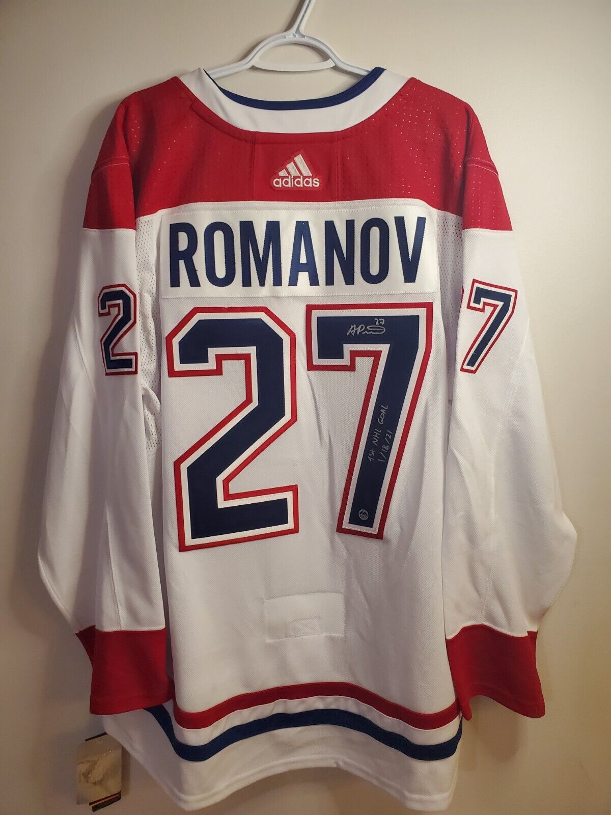 Alex Romanov Signed Adidas BRAND NEW Montreal Canadiens Jersey INSCRIBED - COA