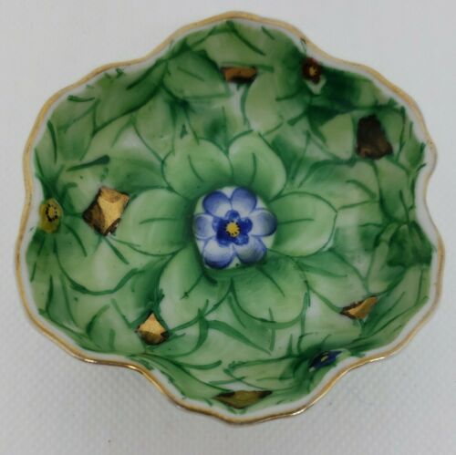 Vintage Lenwile China Ardalt Japan Trinket Dish Hand Painted Flower Shaped 3"