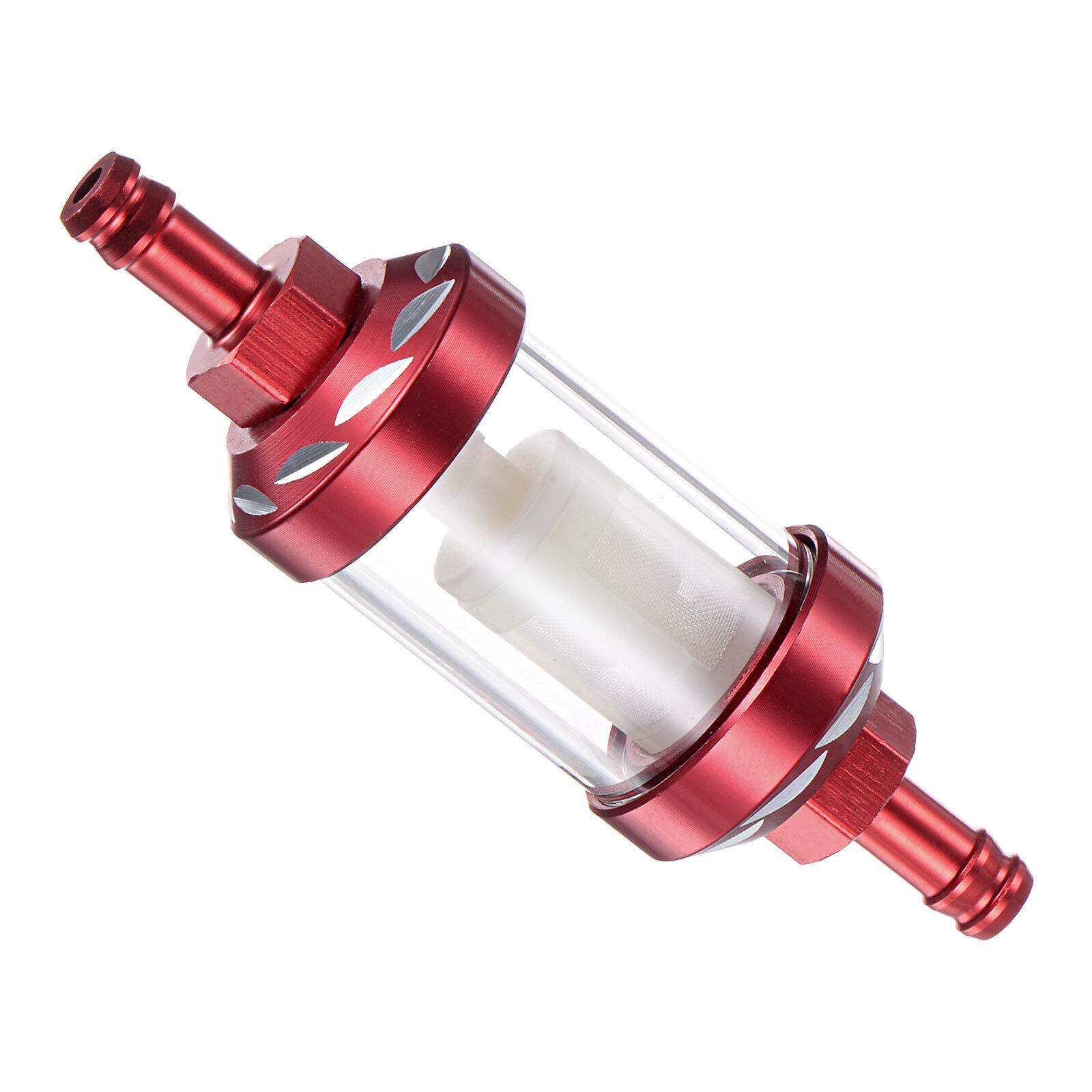 Universal In Line Petrol Fuel Gasoline Oil Filter, Red