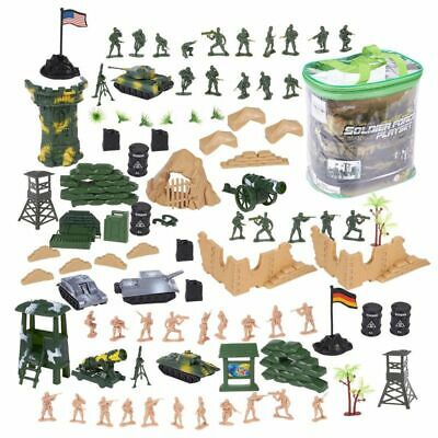 100 Piece Military Figures & Accessories, Toy Army Soldiers Two Flag attlefield