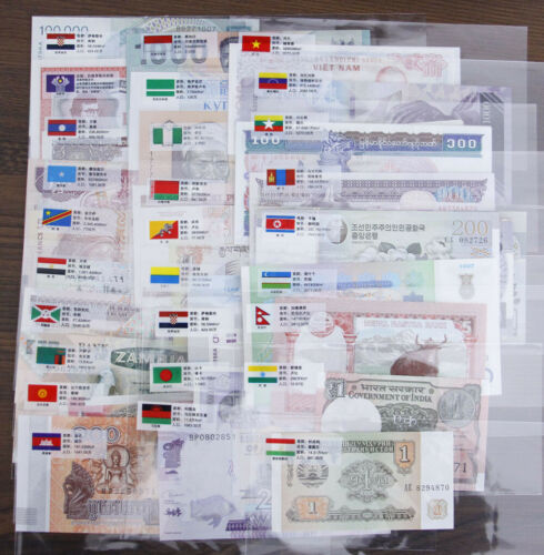 Lots 52 Pcs Different World Banknotes Paper Money Foreign Unc Collection Gift
