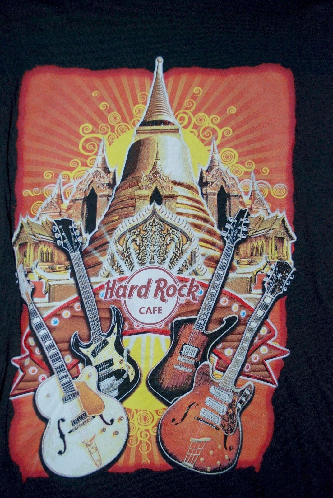 Hard Rock Cafe Guitars Bangkok City Tee Black Ss T-shirt Adult Men's Size Small