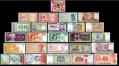 25 Pcs Of Different Unique World Foreign Banknotes,currency, Unc. Lot + List