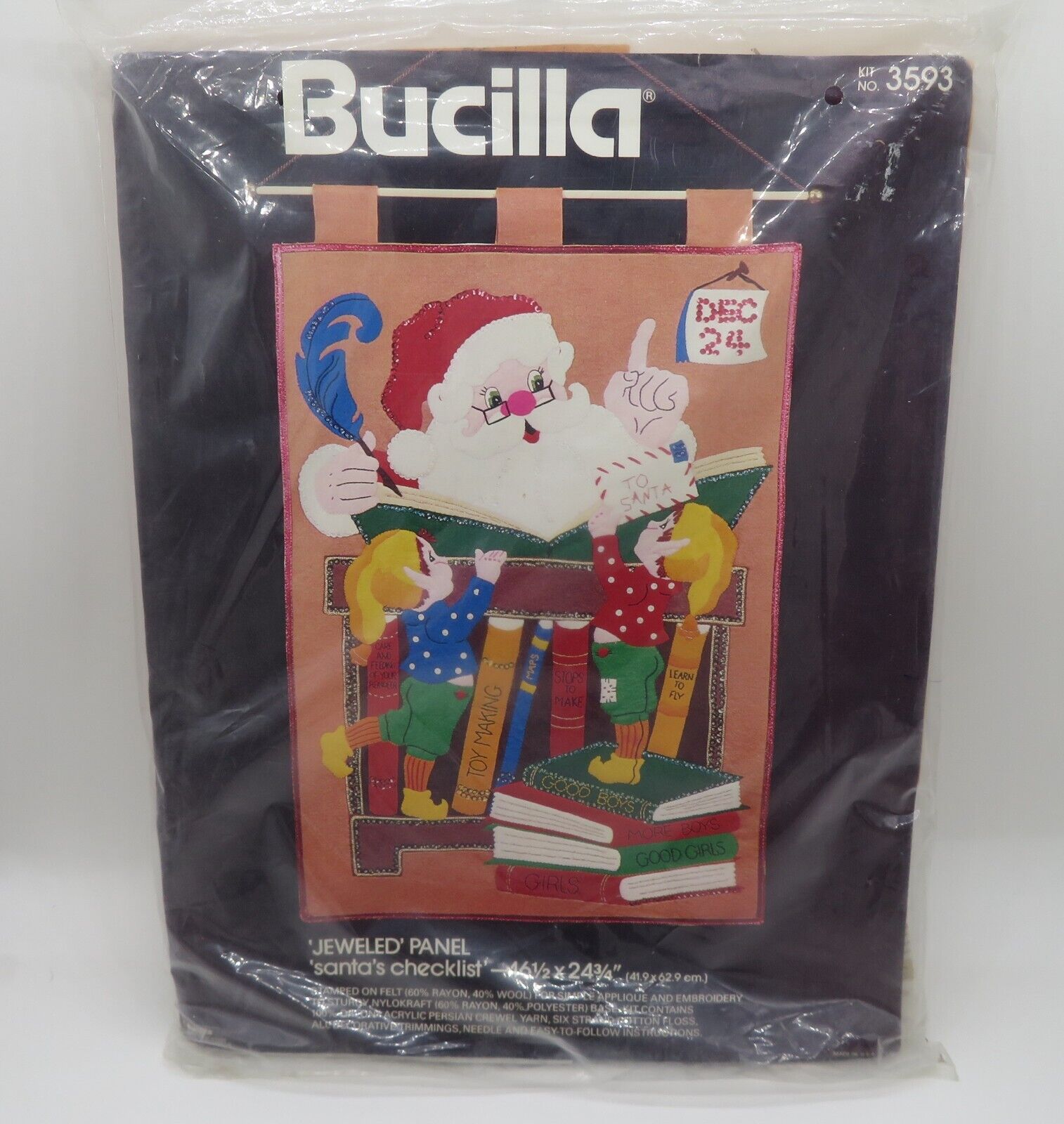 Bucilla Santa's Checklist Jeweled Felt Craft Kit #3593 Sealed