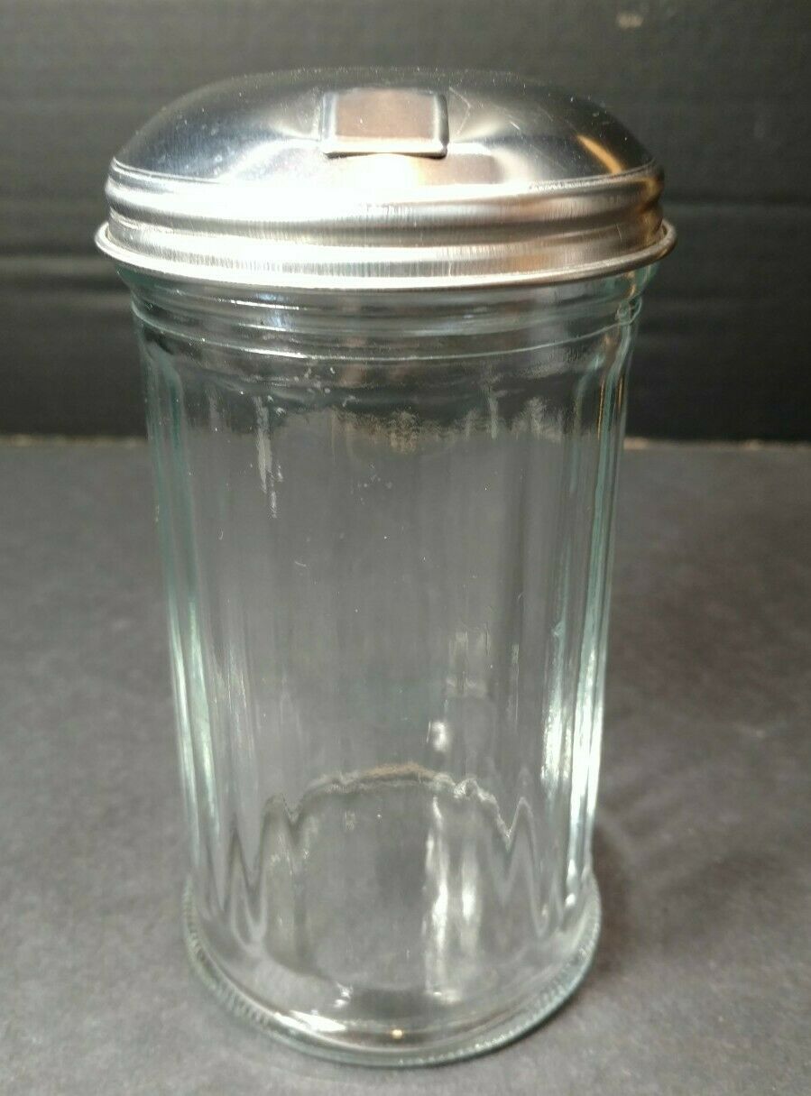 Sugar Shaker Canada Glass Chrome Lid Resturaunt Style Diner Kitchen Vintage Bt20