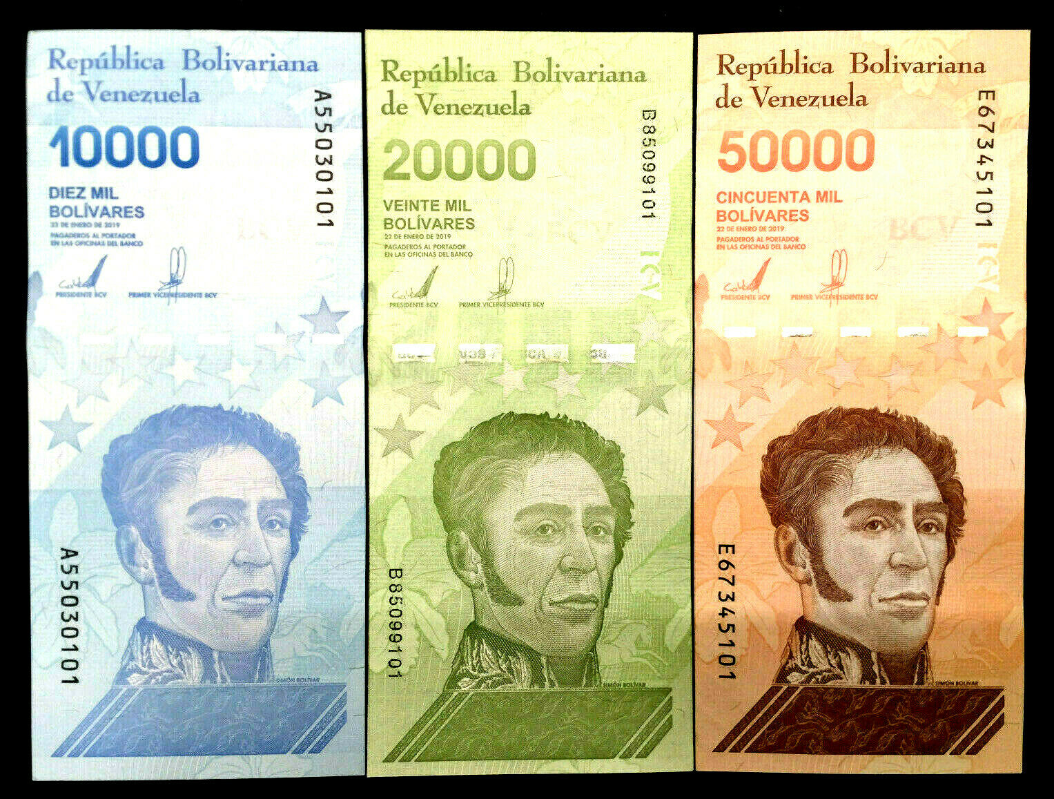 Venezuela $10,000 $20,000 $50,000 Bolivares 2019 World Paper Money UNC Bills